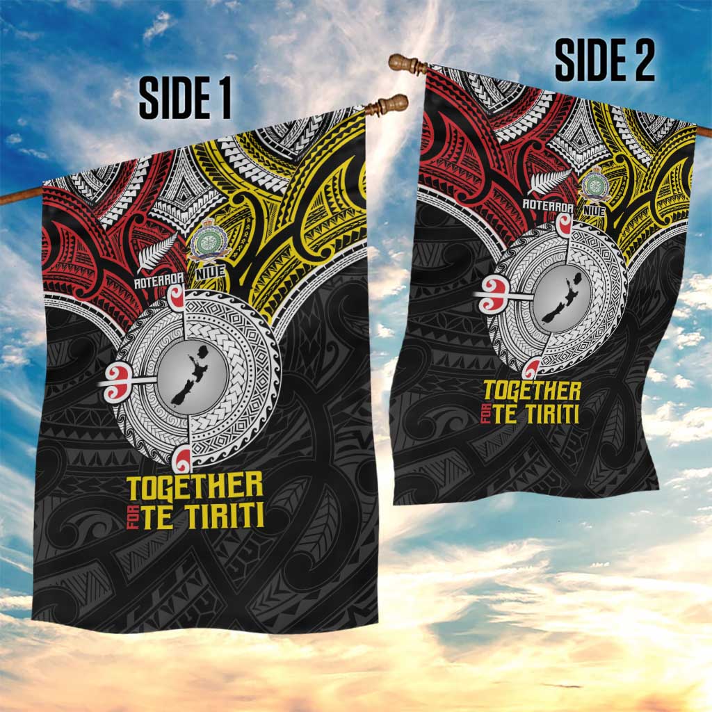 Aotearoa and Niue Mo Te Tiriti Garden Flag New Zealand Honour The Treaty Ake!Ake!Ake! - Vibe Hoodie Shop