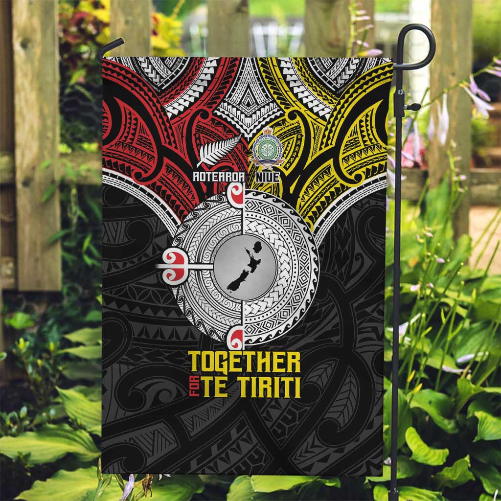 Aotearoa and Niue Mo Te Tiriti Garden Flag New Zealand Honour The Treaty Ake!Ake!Ake! - Vibe Hoodie Shop