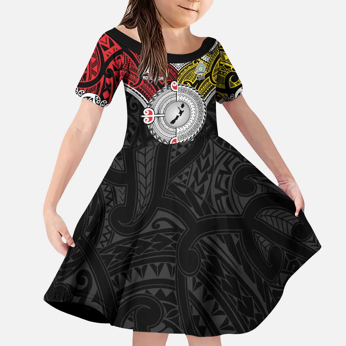 Aotearoa and Niue Mo Te Tiriti Kid Short Sleeve Dress New Zealand Honour The Treaty Ake!Ake!Ake! - Vibe Hoodie Shop