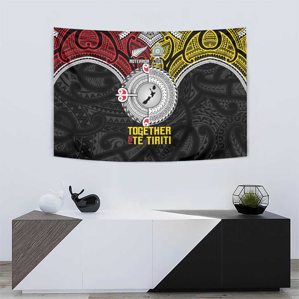 Aotearoa and Niue Mo Te Tiriti Tapestry New Zealand Honour The Treaty Ake!Ake!Ake! - Vibe Hoodie Shop