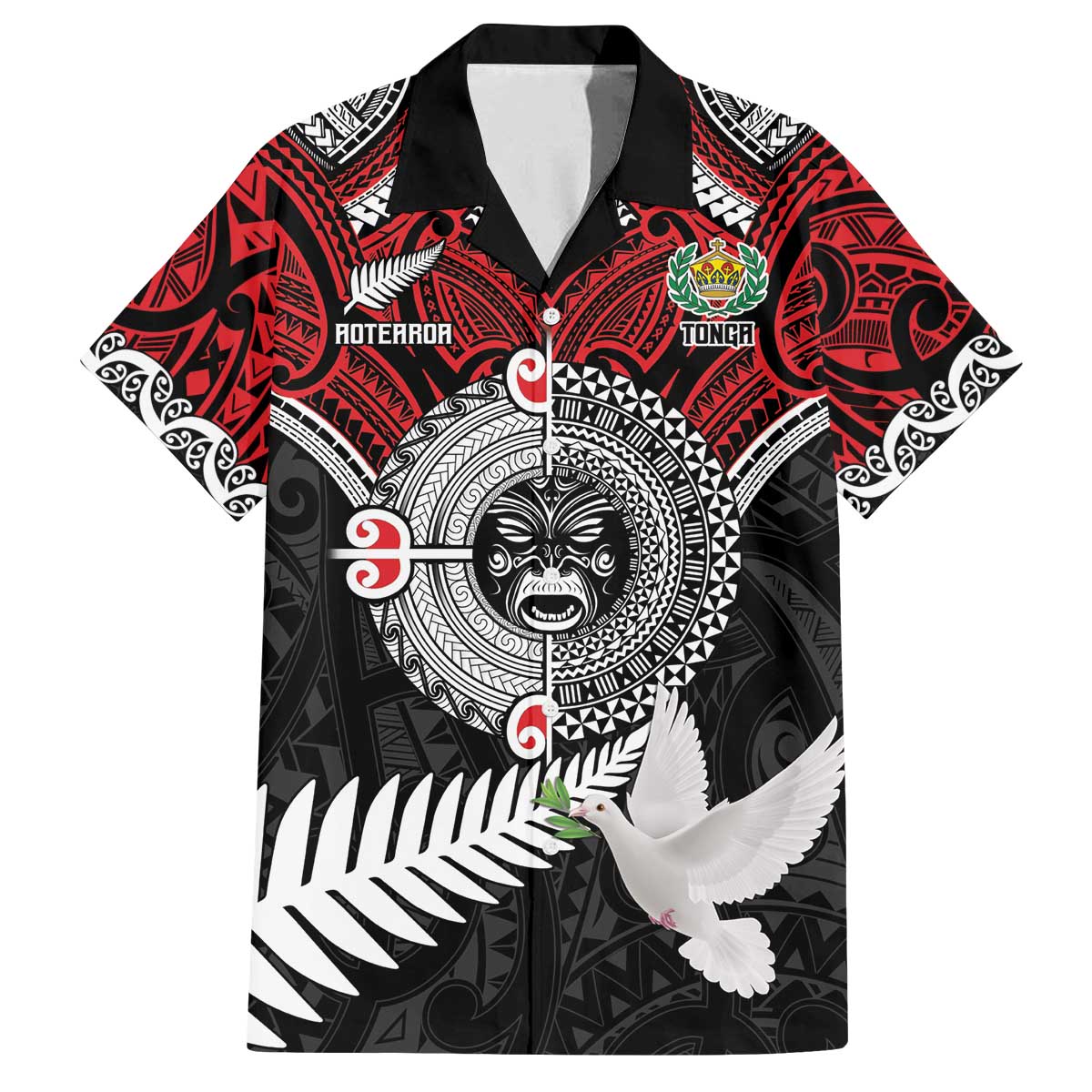 Aotearoa and Tonga Mo Te Tiriti Family Matching Off The Shoulder Long Sleeve Dress and Hawaiian Shirt New Zealand Honour The Treaty Ake!Ake!Ake!