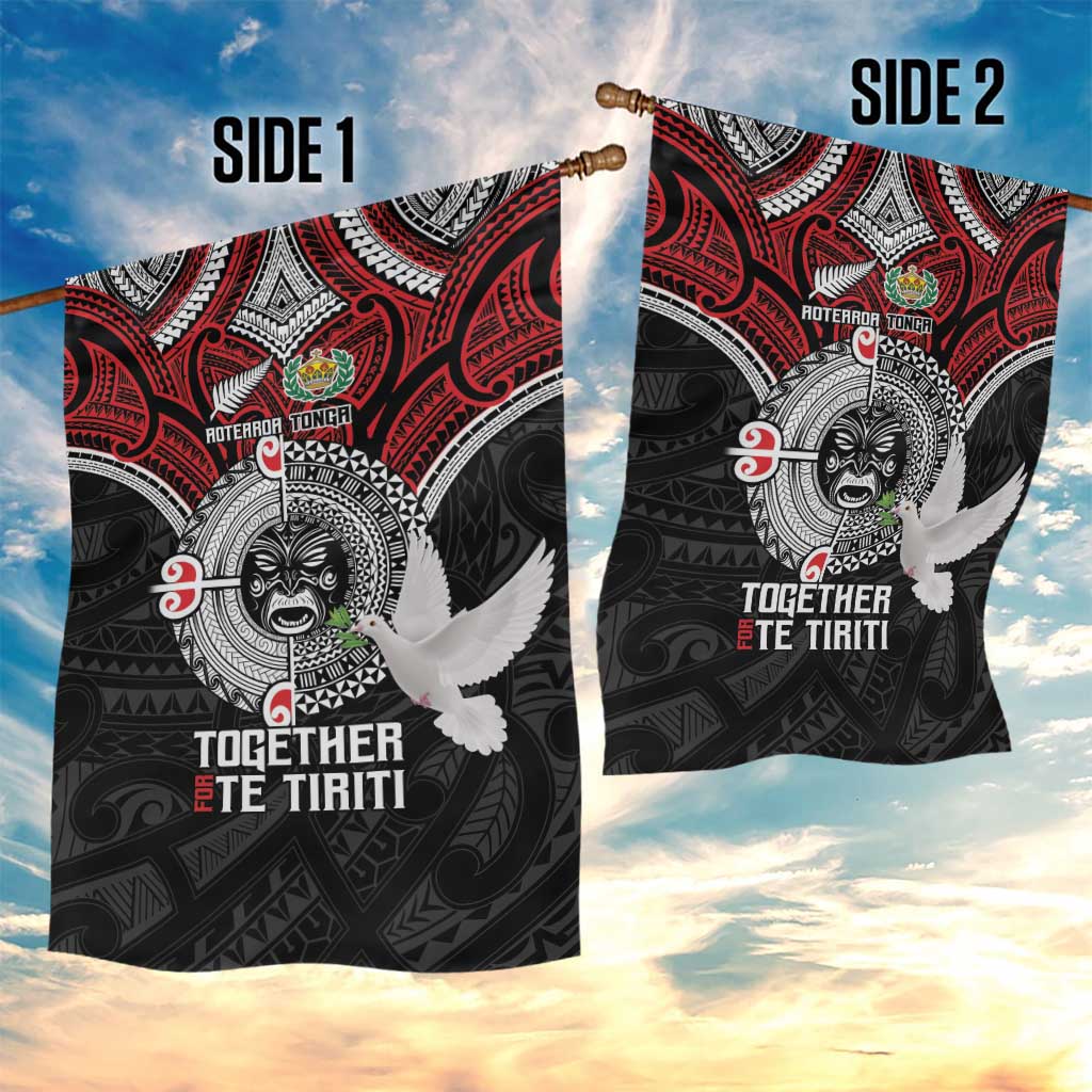 Aotearoa and Tonga Mo Te Tiriti Garden Flag New Zealand Honour The Treaty Ake!Ake!Ake! - Vibe Hoodie Shop