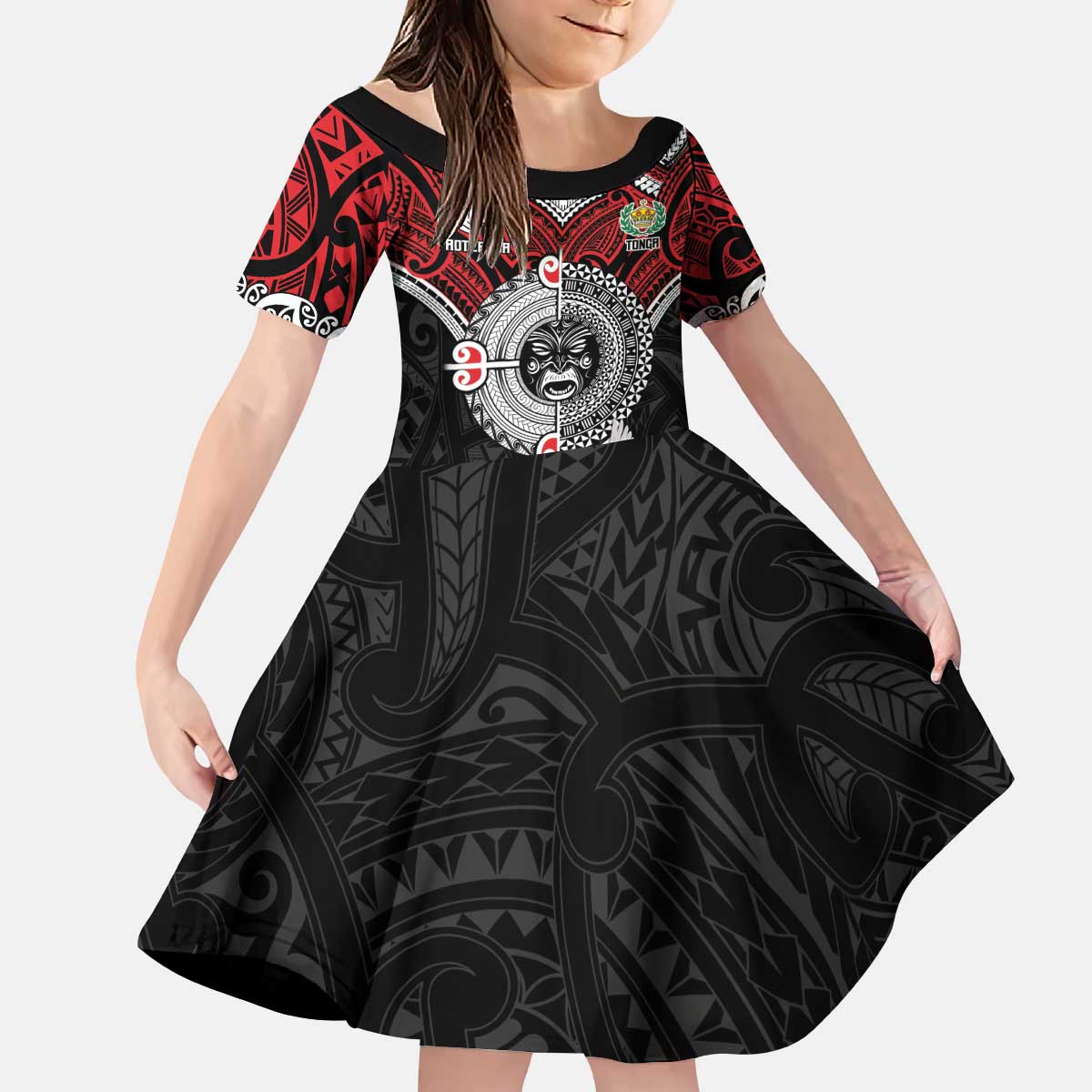 Aotearoa and Tonga Mo Te Tiriti Kid Short Sleeve Dress New Zealand Honour The Treaty Ake!Ake!Ake! - Vibe Hoodie Shop