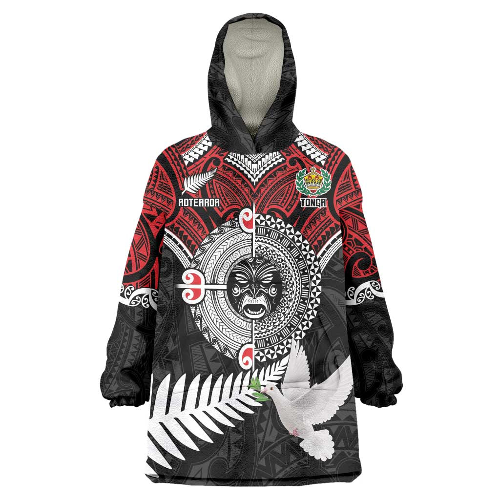 Aotearoa and Tonga Mo Te Tiriti Wearable Blanket Hoodie New Zealand Honour The Treaty Ake!Ake!Ake! - Vibe Hoodie Shop