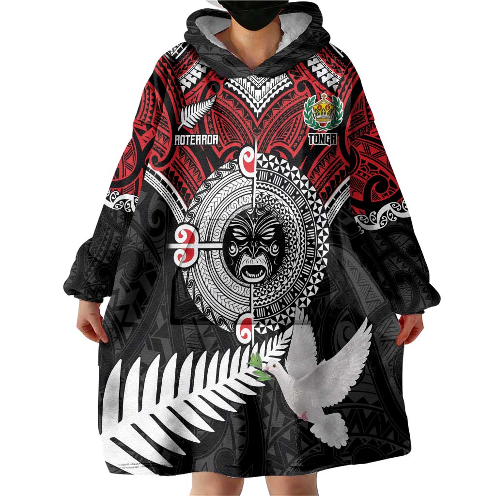 Aotearoa and Tonga Mo Te Tiriti Wearable Blanket Hoodie New Zealand Honour The Treaty Ake!Ake!Ake! - Vibe Hoodie Shop