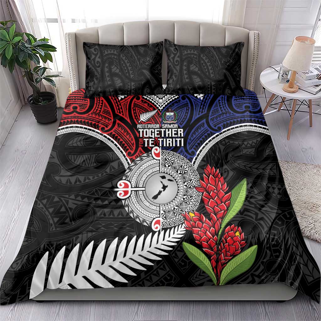 Aotearoa and Samoa Mo Te Tiriti Bedding Set Tangata Moana Stand with Tangata Whenua - Vibe Hoodie Shop