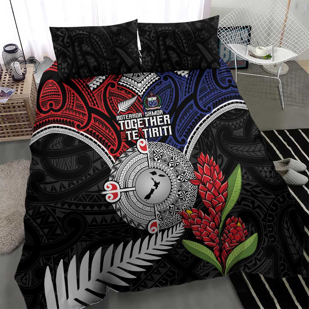 Aotearoa and Samoa Mo Te Tiriti Bedding Set Tangata Moana Stand with Tangata Whenua - Vibe Hoodie Shop