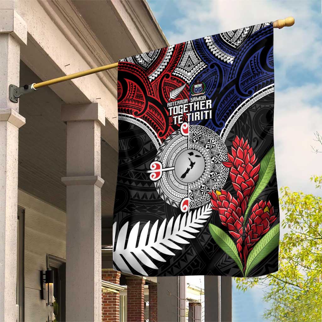 Aotearoa and Samoa Mo Te Tiriti Garden Flag Tangata Moana Stand with Tangata Whenua - Vibe Hoodie Shop