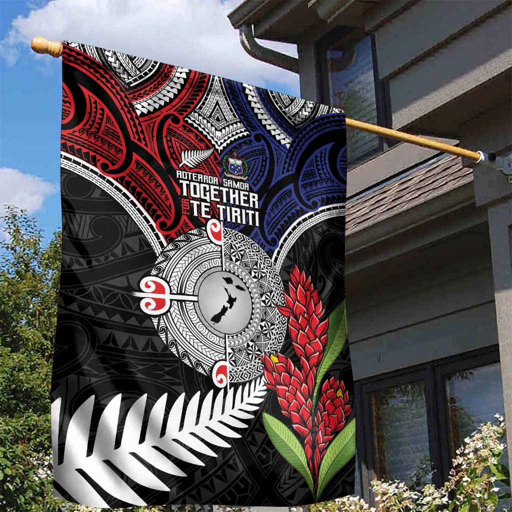 Aotearoa and Samoa Mo Te Tiriti Garden Flag Tangata Moana Stand with Tangata Whenua - Vibe Hoodie Shop