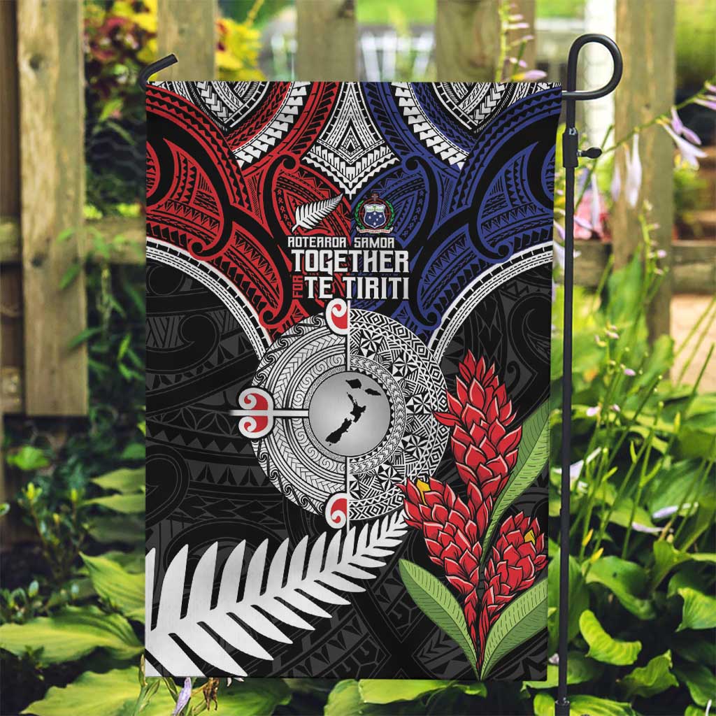 Aotearoa and Samoa Mo Te Tiriti Garden Flag Tangata Moana Stand with Tangata Whenua - Vibe Hoodie Shop