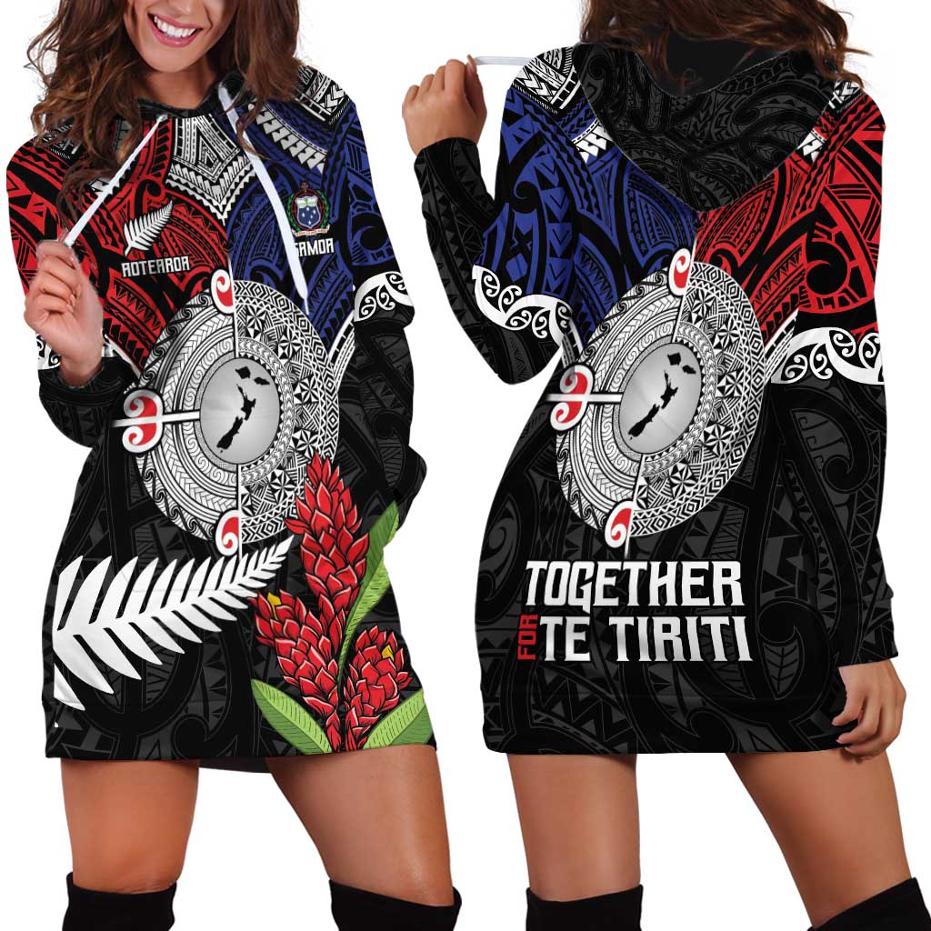 Aotearoa and Samoa Mo Te Tiriti Hoodie Dress Tangata Moana Stand with Tangata Whenua - Vibe Hoodie Shop