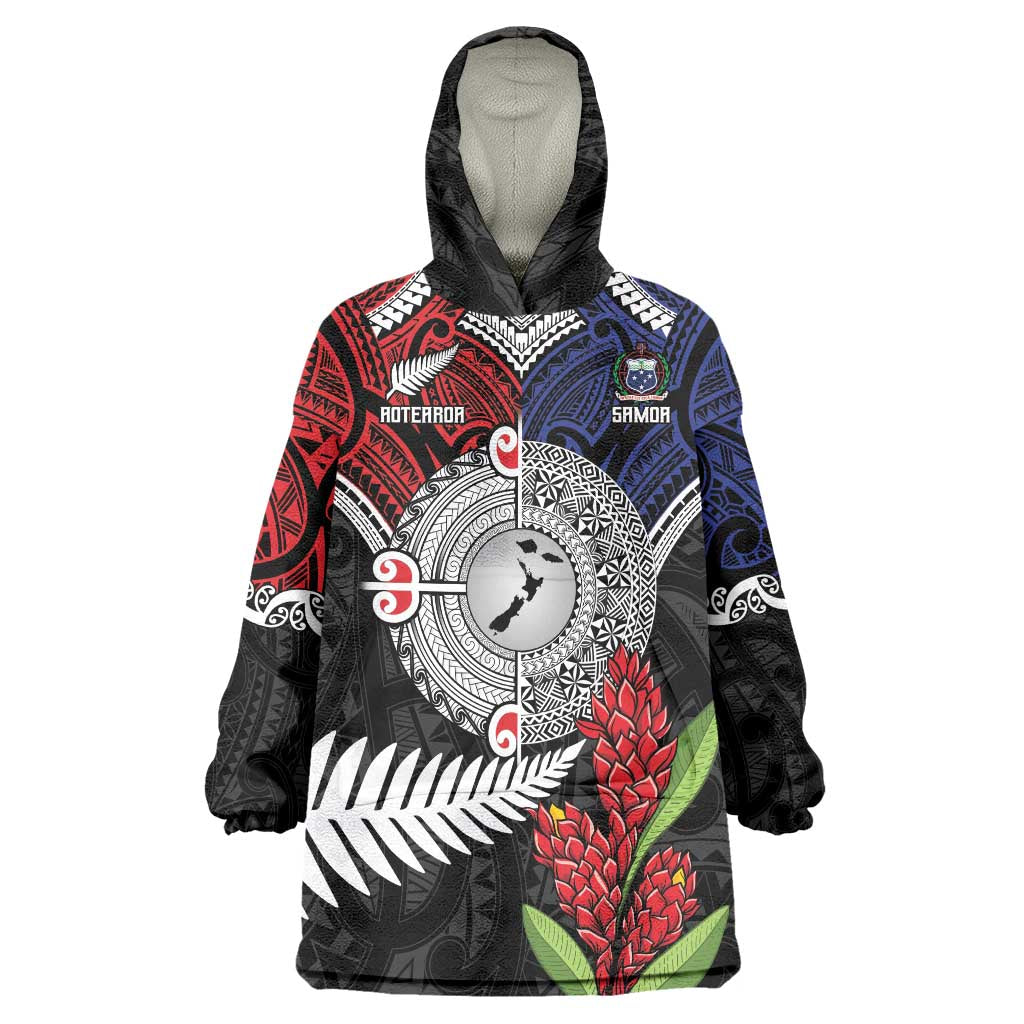 Aotearoa and Samoa Mo Te Tiriti Wearable Blanket Hoodie Tangata Moana Stand with Tangata Whenua - Vibe Hoodie Shop