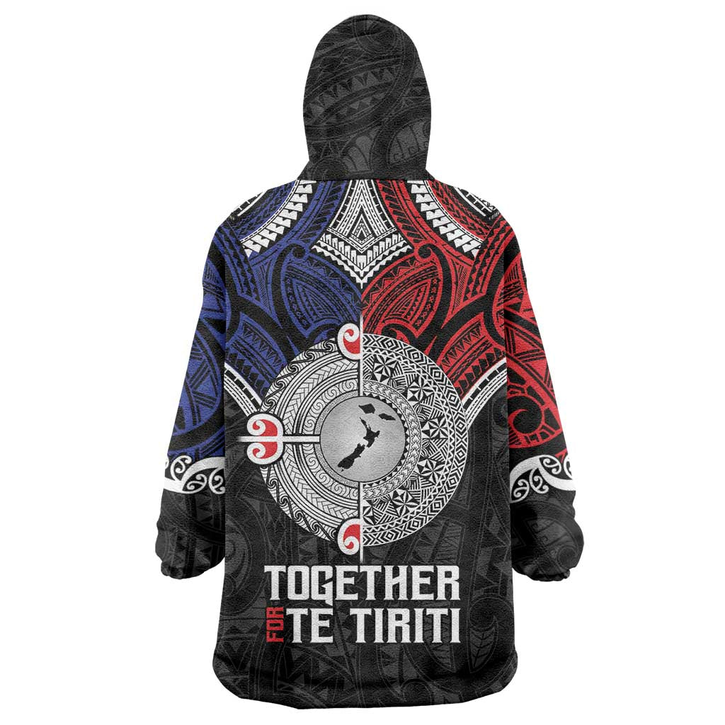 Aotearoa and Samoa Mo Te Tiriti Wearable Blanket Hoodie Tangata Moana Stand with Tangata Whenua - Vibe Hoodie Shop