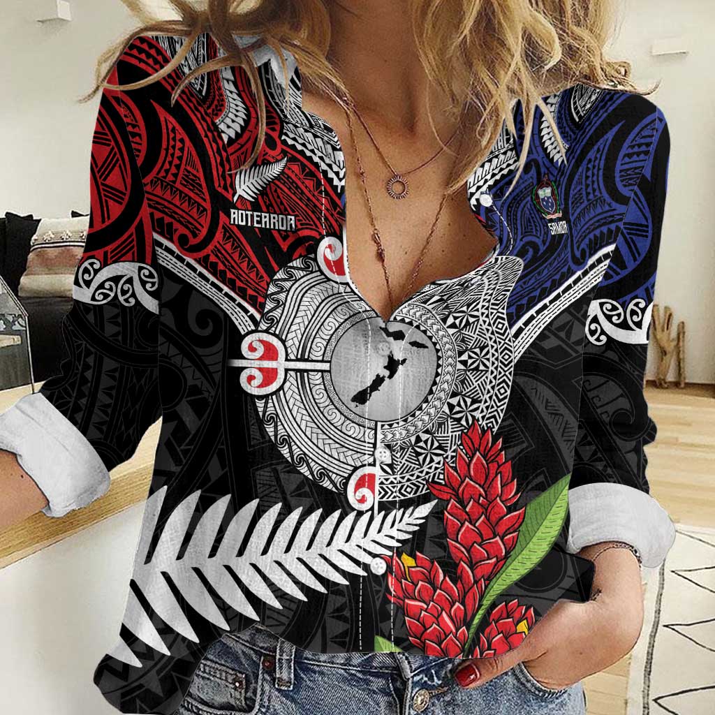 Aotearoa and Samoa Mo Te Tiriti Women Casual Shirt Tangata Moana Stand with Tangata Whenua - Vibe Hoodie Shop