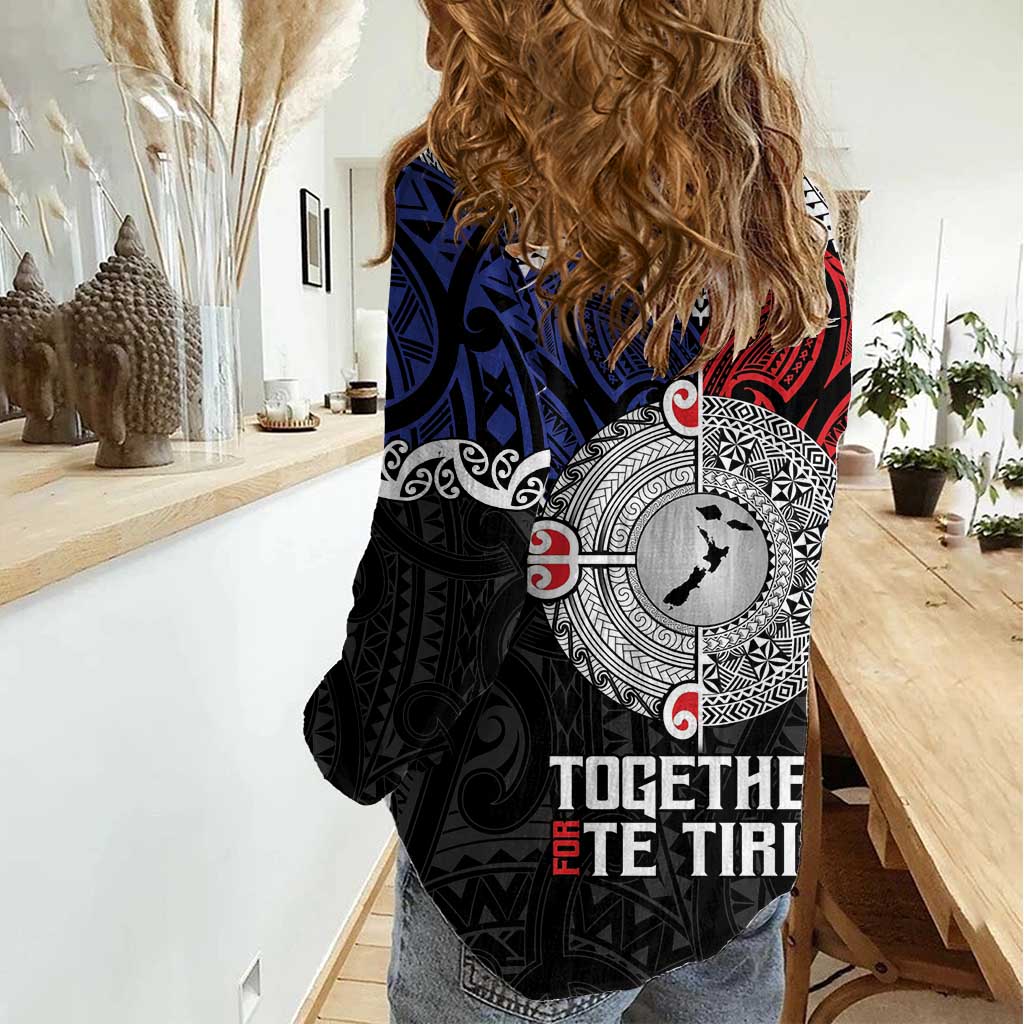 Aotearoa and Samoa Mo Te Tiriti Women Casual Shirt Tangata Moana Stand with Tangata Whenua - Vibe Hoodie Shop