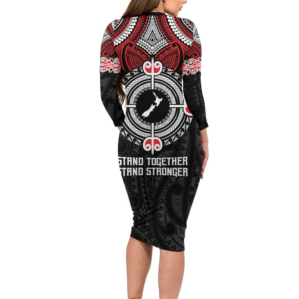 Aotearoa Proud To Be Maori Family Matching Long Sleeve Bodycon Dress and Hawaiian Shirt New Zealand Fight Together