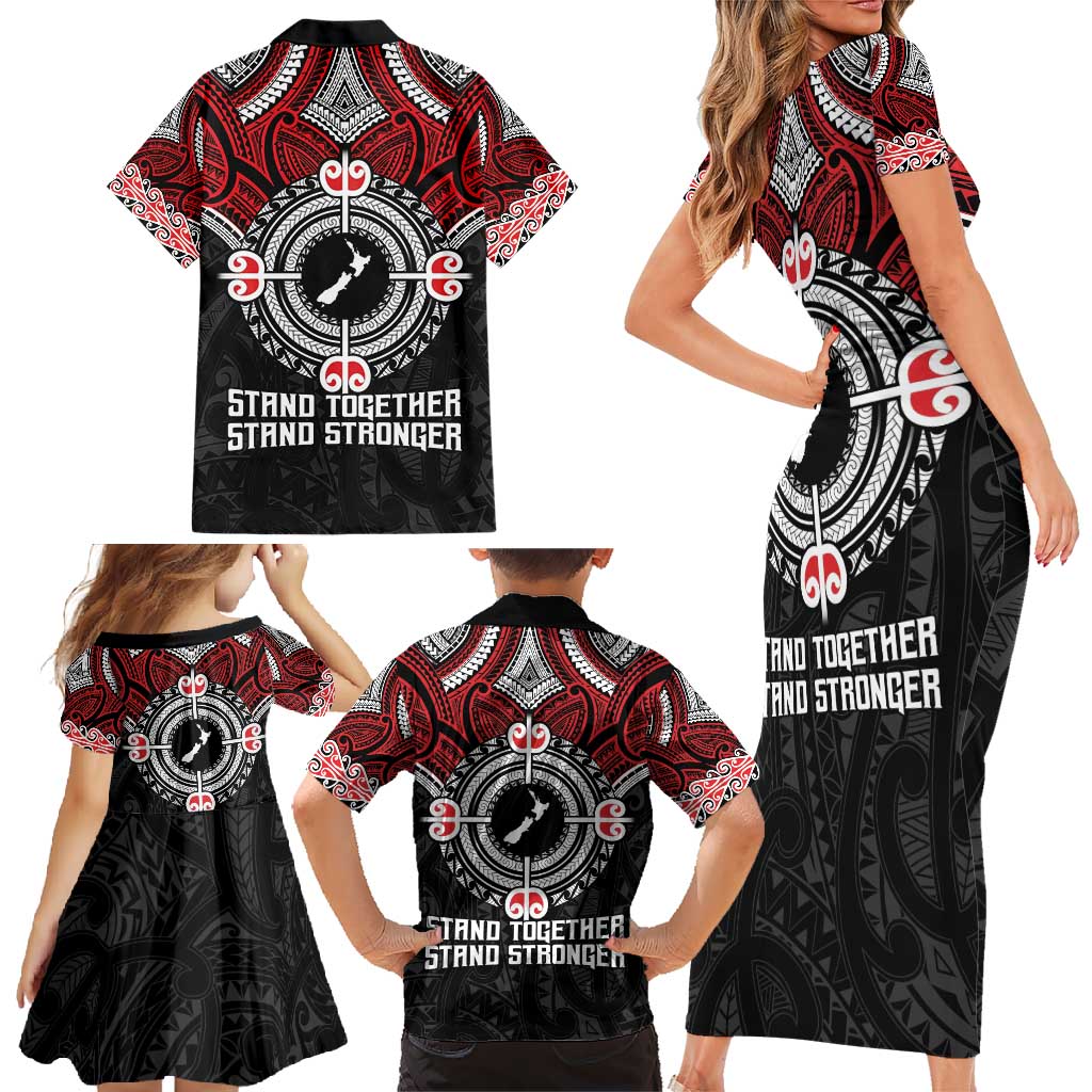 Aotearoa Proud To Be Maori Family Matching Short Sleeve Bodycon Dress and Hawaiian Shirt New Zealand Fight Together