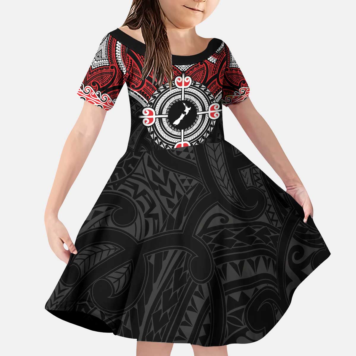 Aotearoa Proud To Be Maori Kid Short Sleeve Dress New Zealand Fight Together - Vibe Hoodie Shop