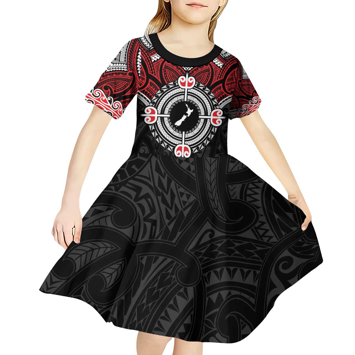 Aotearoa Proud To Be Maori Kid Short Sleeve Dress New Zealand Fight Together - Vibe Hoodie Shop