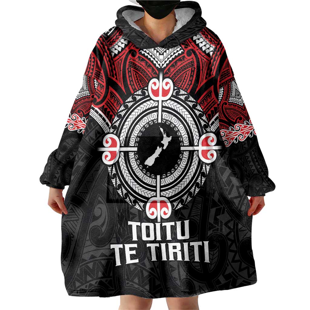 Aotearoa Proud To Be Maori Wearable Blanket Hoodie New Zealand Fight Together - Vibe Hoodie Shop