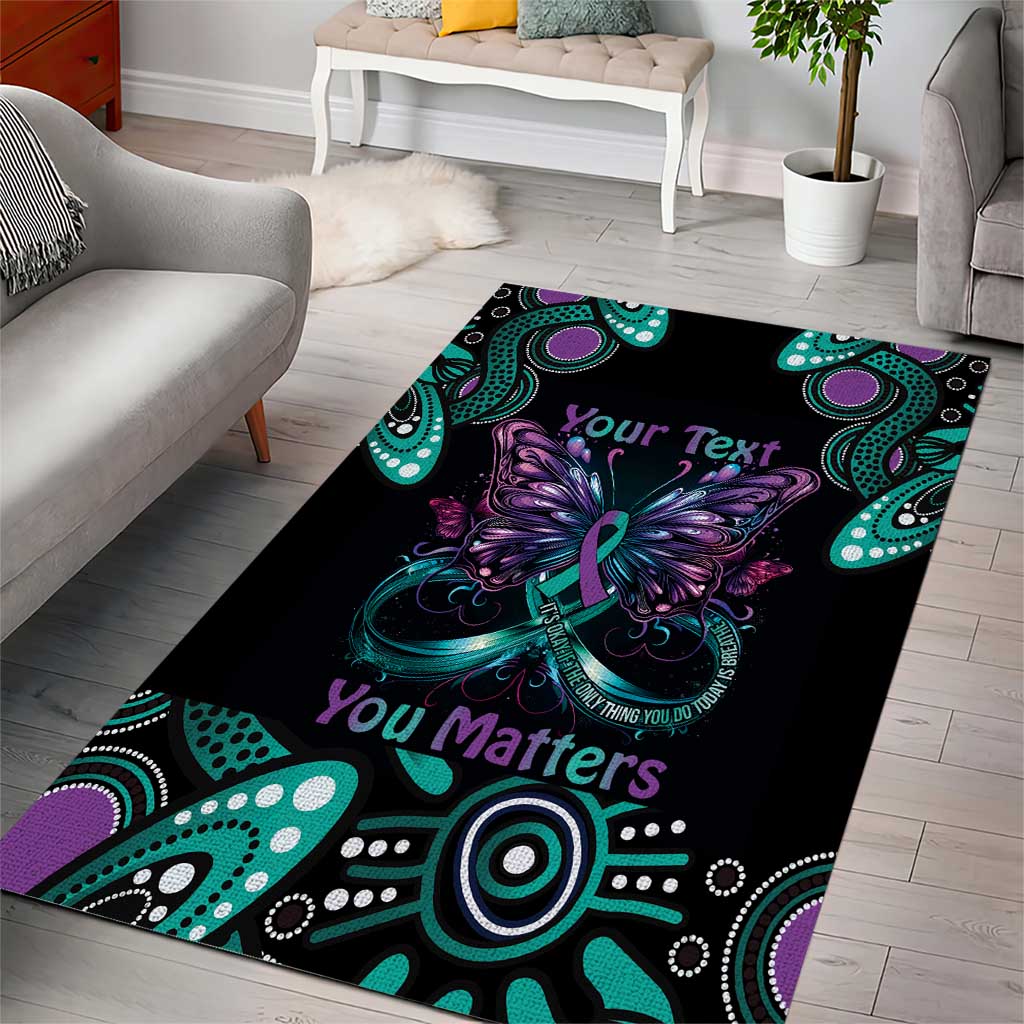 Personalised Hope Fight Suicide Prevention Awareness Area Rug Aboriginal Motif - Vibe Hoodie Shop