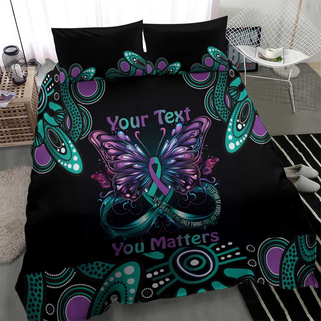 Personalised Hope Fight Suicide Prevention Awareness Bedding Set Aboriginal Motif - Vibe Hoodie Shop