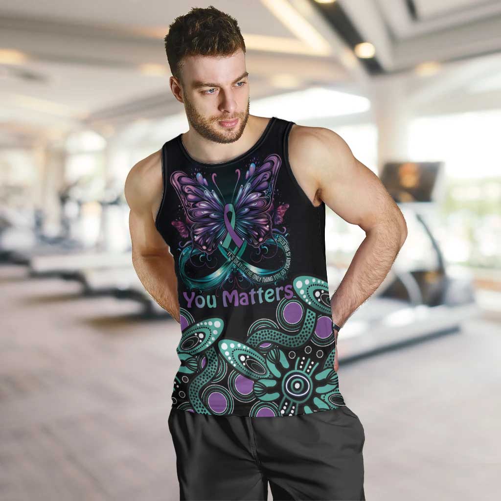 Personalised Hope Fight Suicide Prevention Awareness Men Tank Top Aboriginal Motif - Vibe Hoodie Shop