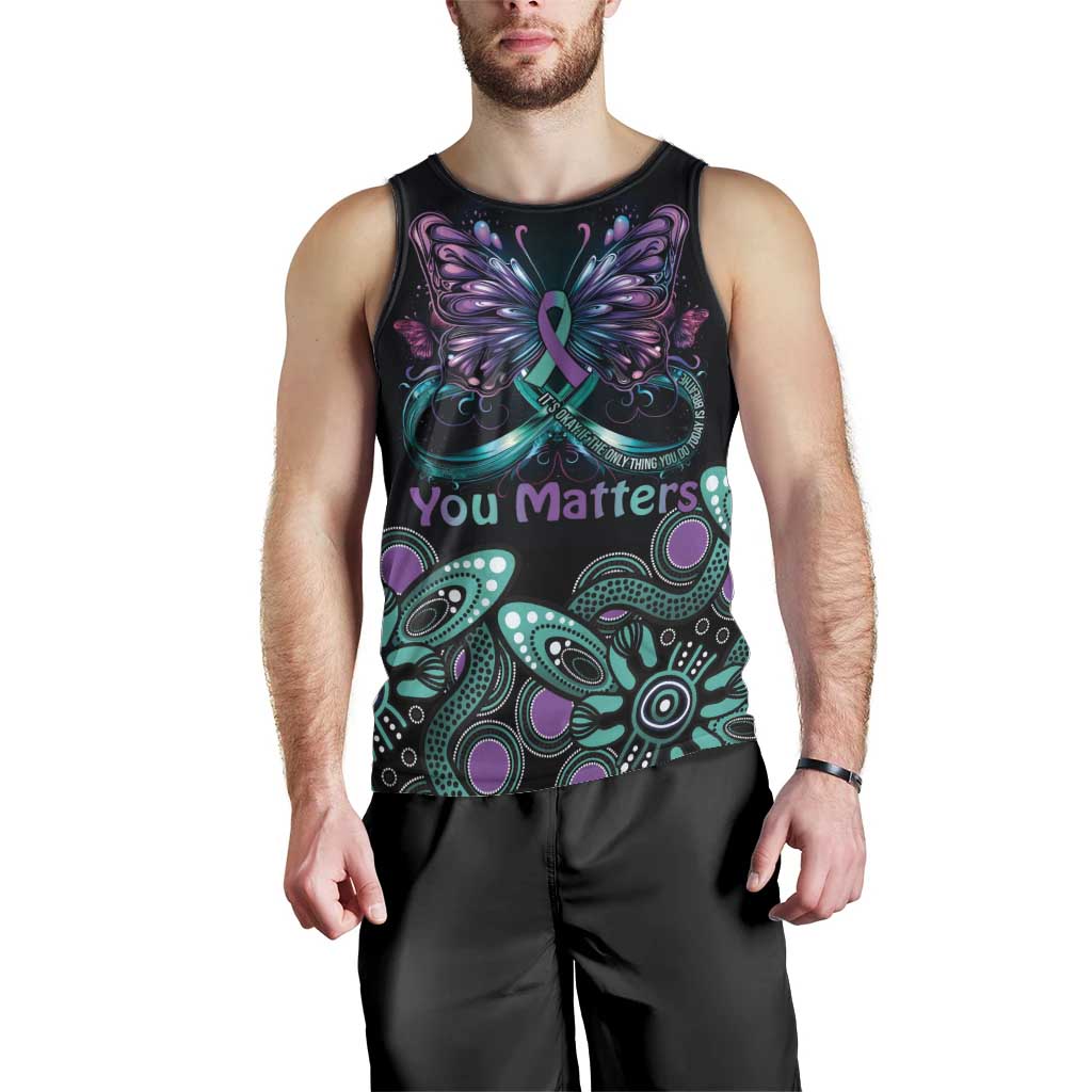 Personalised Hope Fight Suicide Prevention Awareness Men Tank Top Aboriginal Motif - Vibe Hoodie Shop