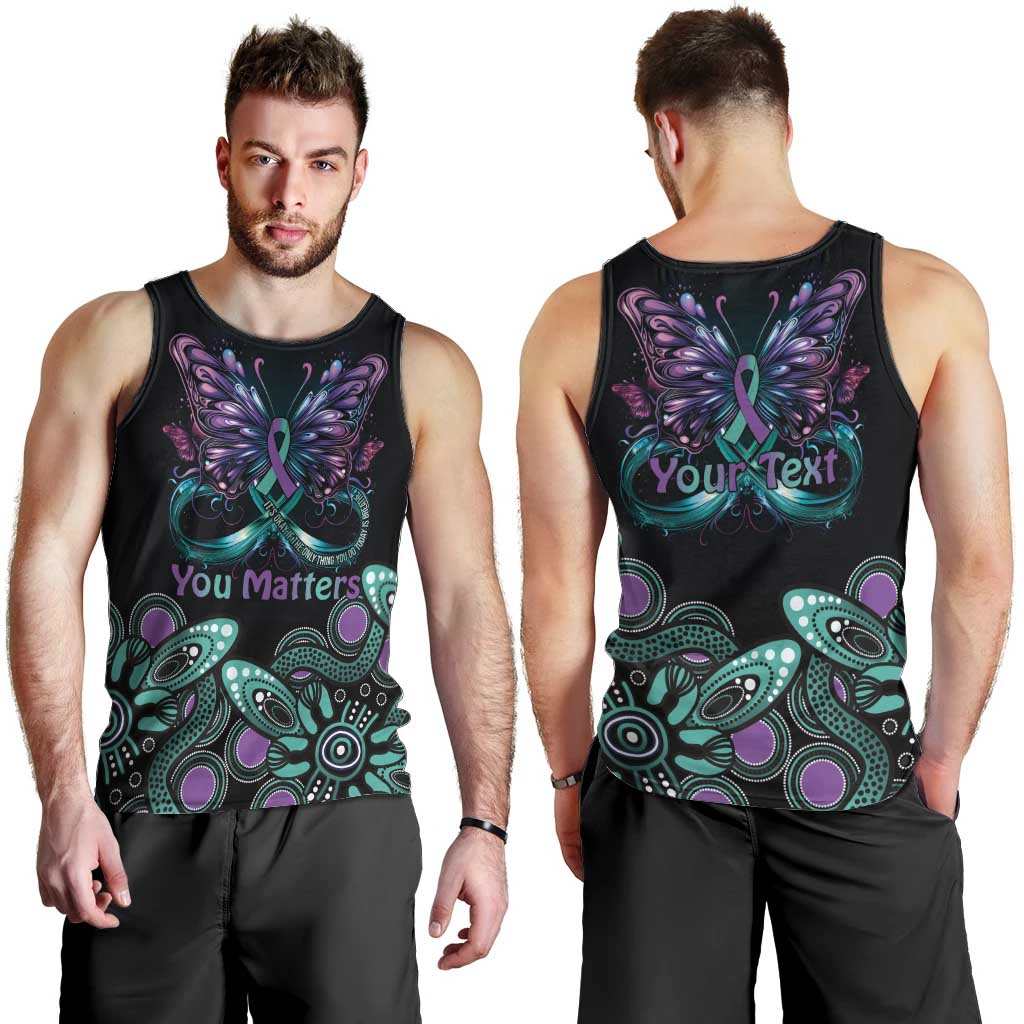 Personalised Hope Fight Suicide Prevention Awareness Men Tank Top Aboriginal Motif - Vibe Hoodie Shop