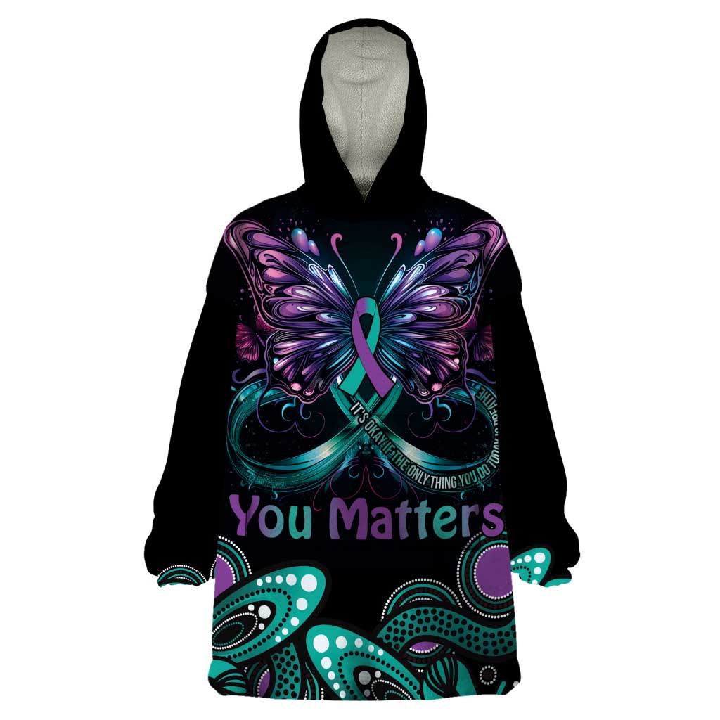 Personalised Hope Fight Suicide Prevention Awareness Wearable Blanket Hoodie Aboriginal Motif - Vibe Hoodie Shop