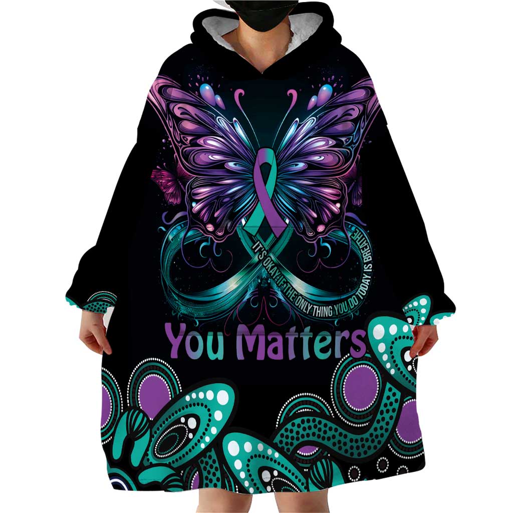 Personalised Hope Fight Suicide Prevention Awareness Wearable Blanket Hoodie Aboriginal Motif - Vibe Hoodie Shop