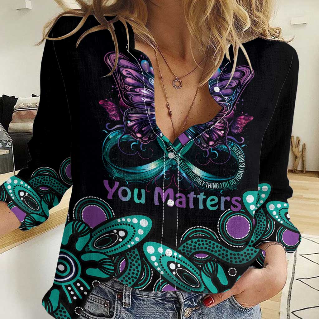 Personalised Hope Fight Suicide Prevention Awareness Women Casual Shirt Aboriginal Motif - Vibe Hoodie Shop