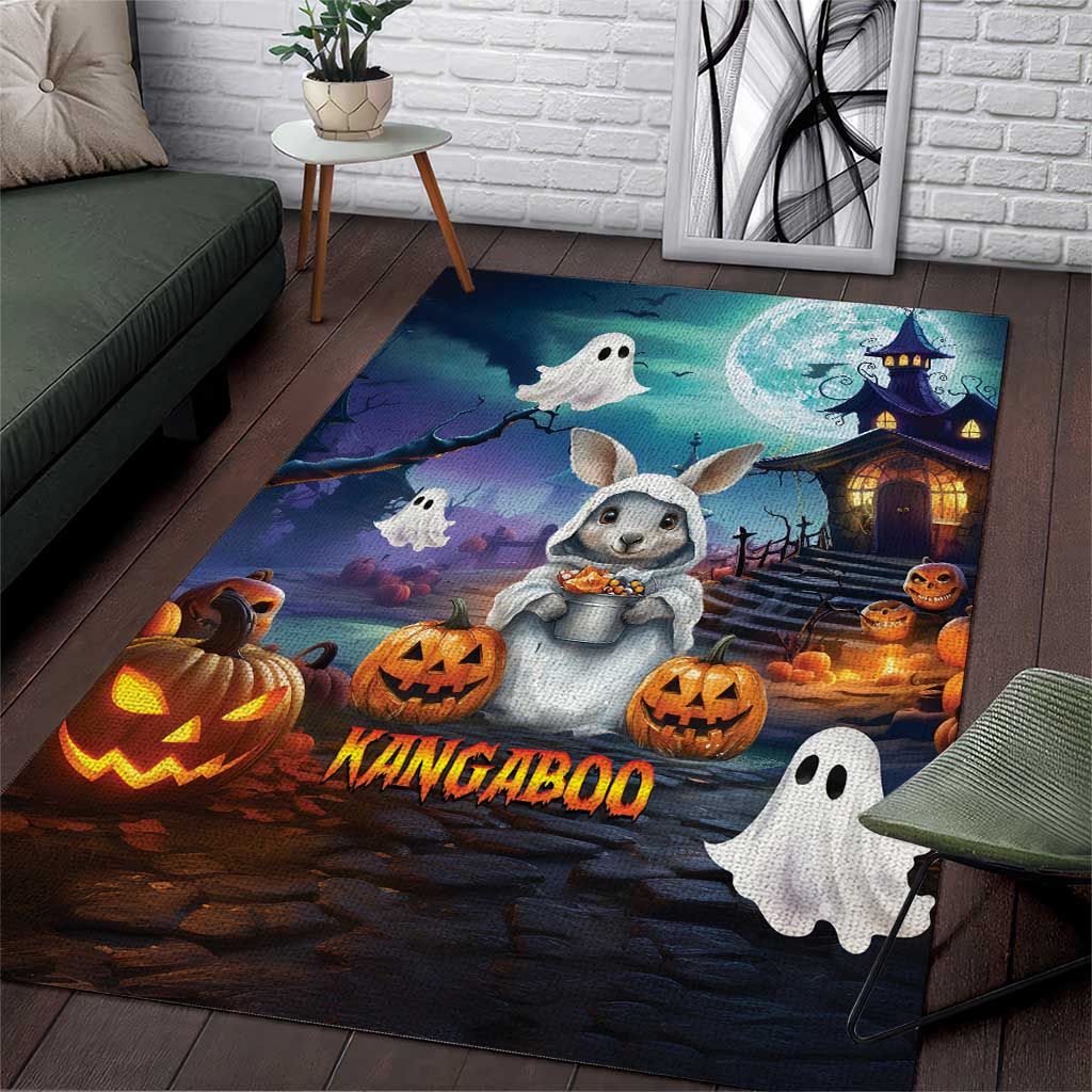 Happy Kangaboo Area Rug Kangaroo and Halloween Haunted House - Vibe Hoodie Shop