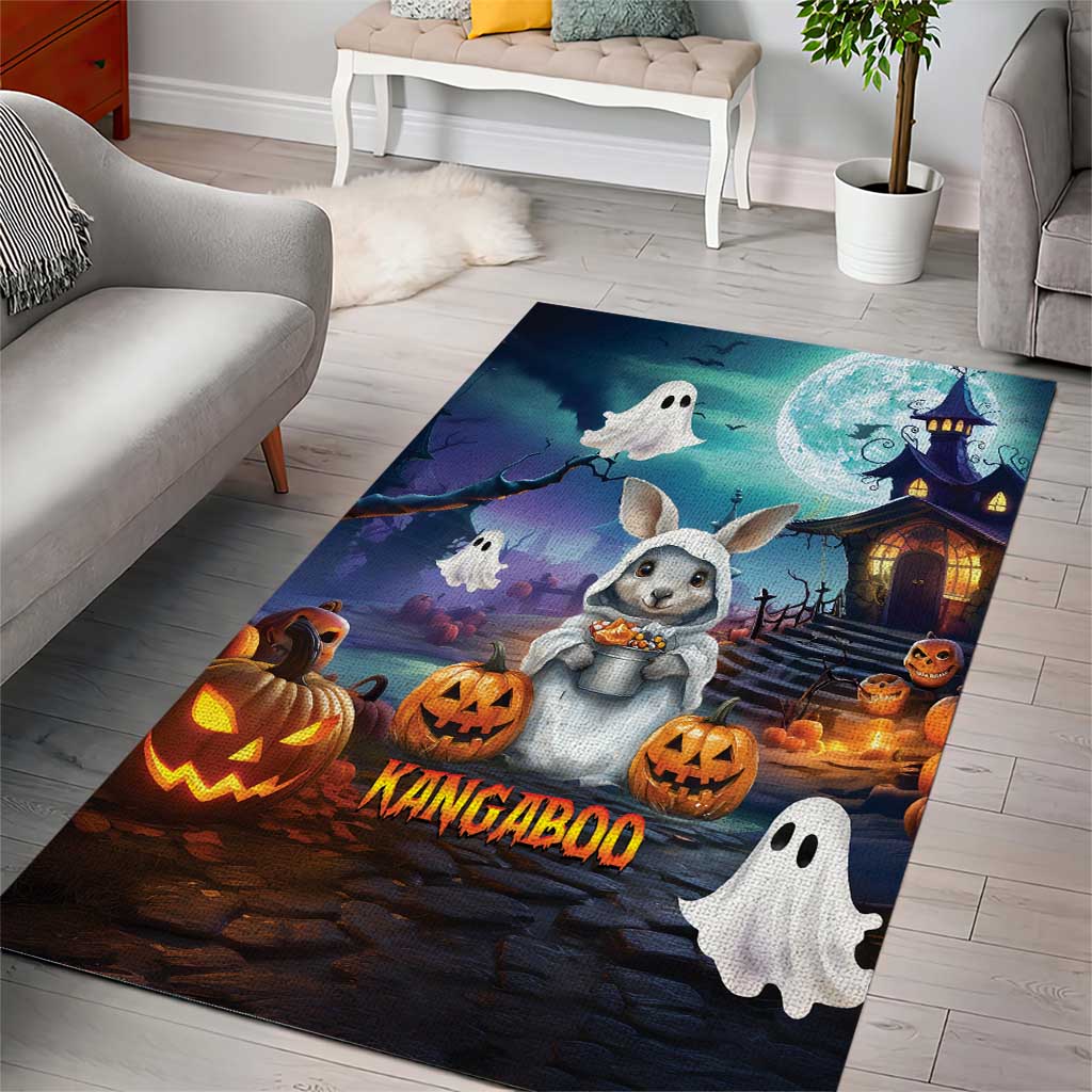 Happy Kangaboo Area Rug Kangaroo and Halloween Haunted House - Vibe Hoodie Shop