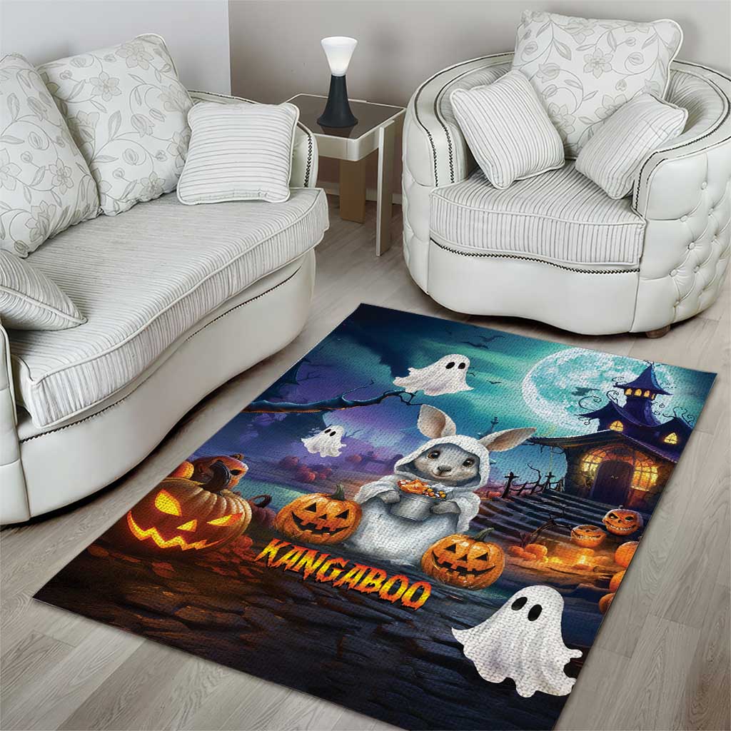 Happy Kangaboo Area Rug Kangaroo and Halloween Haunted House - Vibe Hoodie Shop