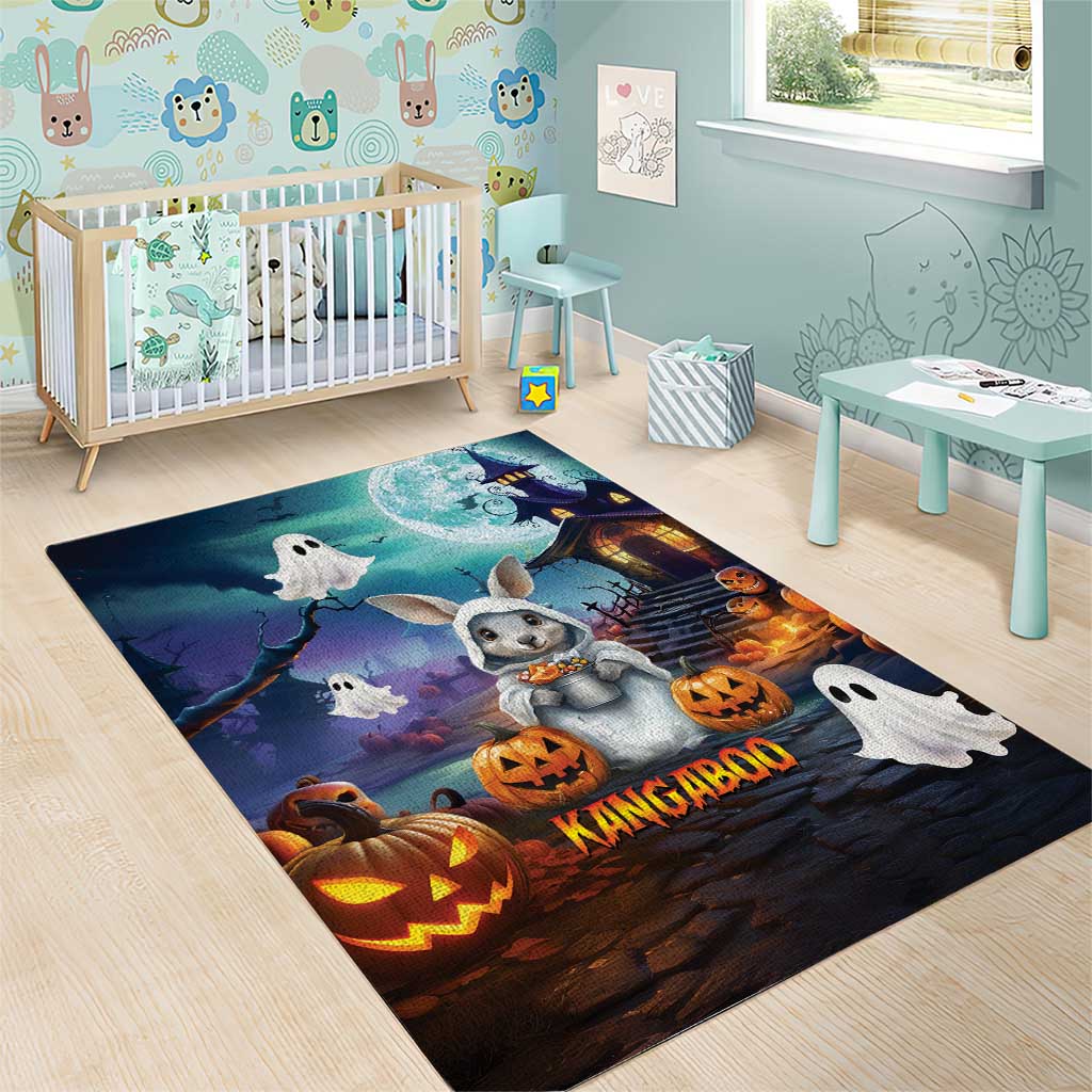 Happy Kangaboo Area Rug Kangaroo and Halloween Haunted House - Vibe Hoodie Shop