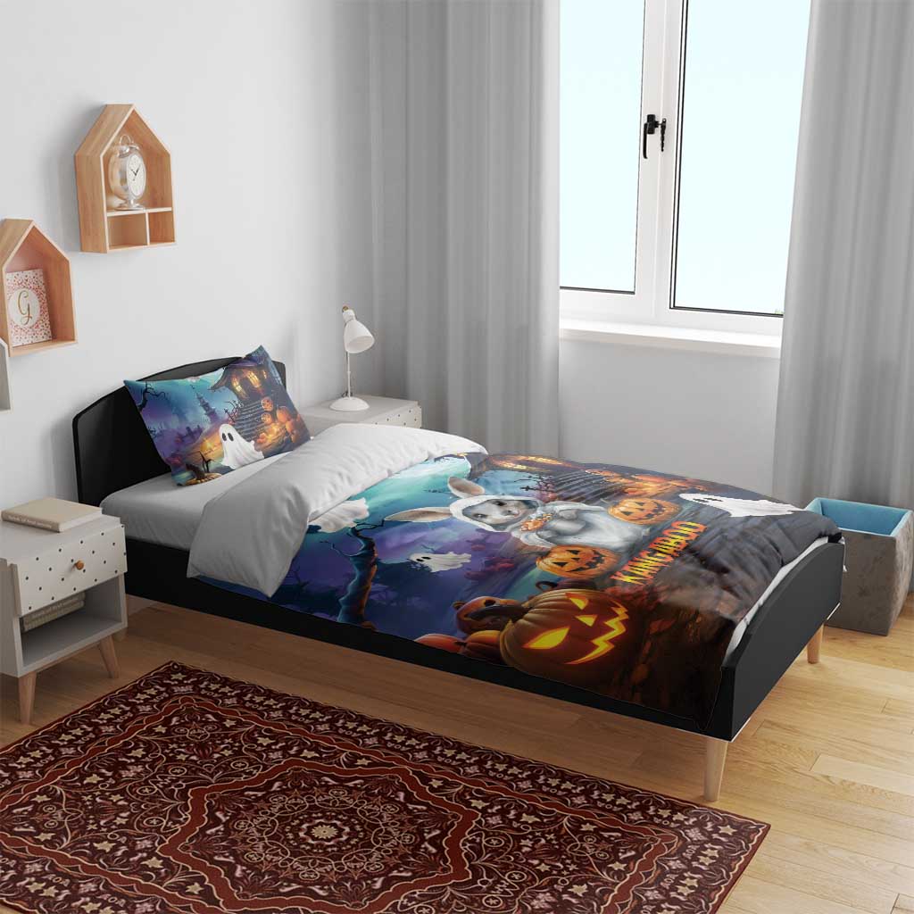 Happy Kangaboo Bedding Set Kangaroo and Halloween Haunted House - Vibe Hoodie Shop