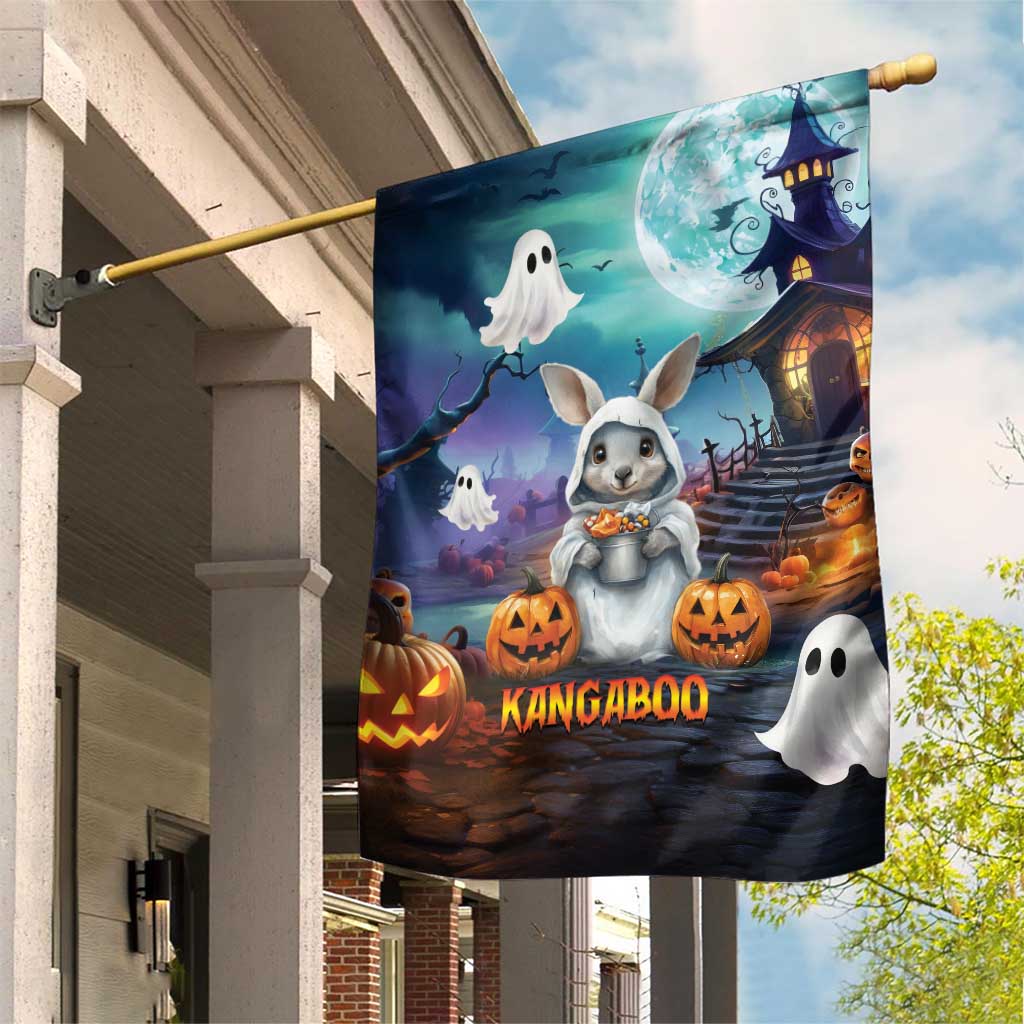 Happy Kangaboo Garden Flag Kangaroo and Halloween Haunted House - Vibe Hoodie Shop