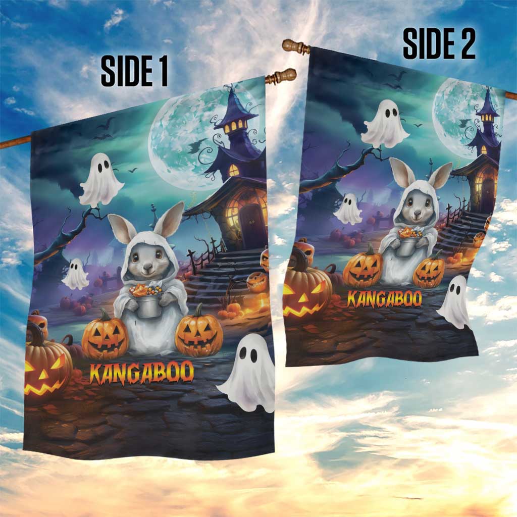 Happy Kangaboo Garden Flag Kangaroo and Halloween Haunted House - Vibe Hoodie Shop