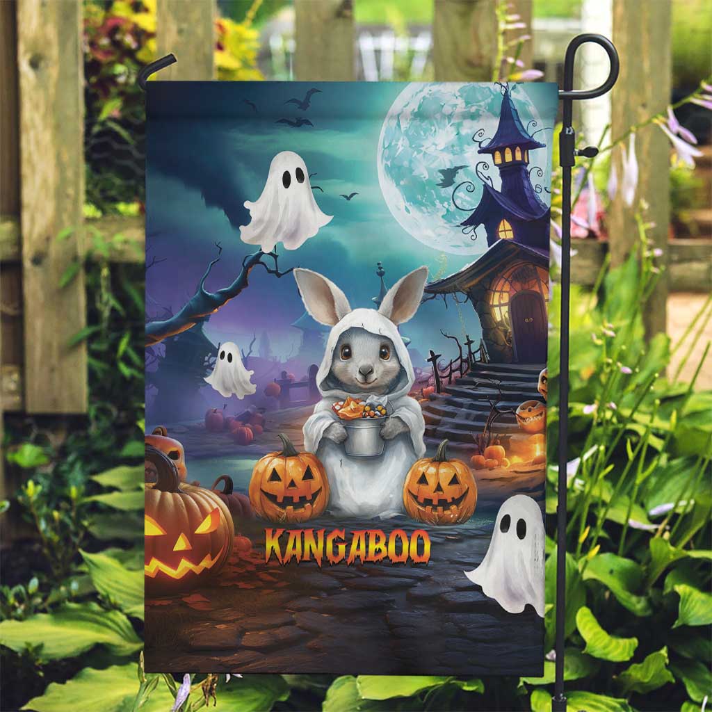 Happy Kangaboo Garden Flag Kangaroo and Halloween Haunted House - Vibe Hoodie Shop