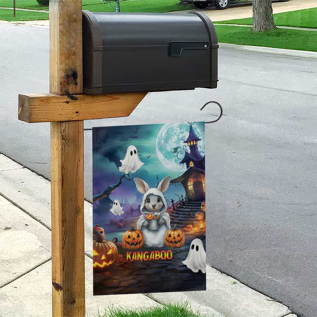 Happy Kangaboo Garden Flag Kangaroo and Halloween Haunted House - Vibe Hoodie Shop