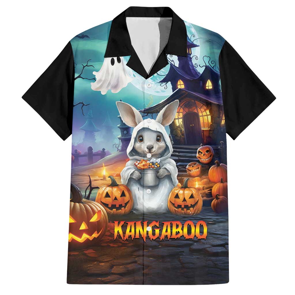 Happy Kangaboo Hawaiian Shirt Kangaroo and Halloween Haunted House - Vibe Hoodie Shop