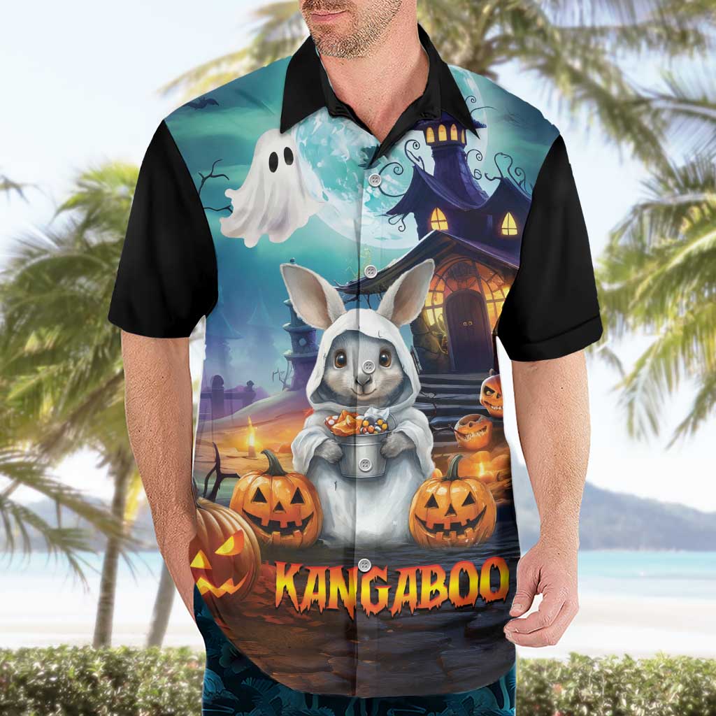 Happy Kangaboo Hawaiian Shirt Kangaroo and Halloween Haunted House - Vibe Hoodie Shop