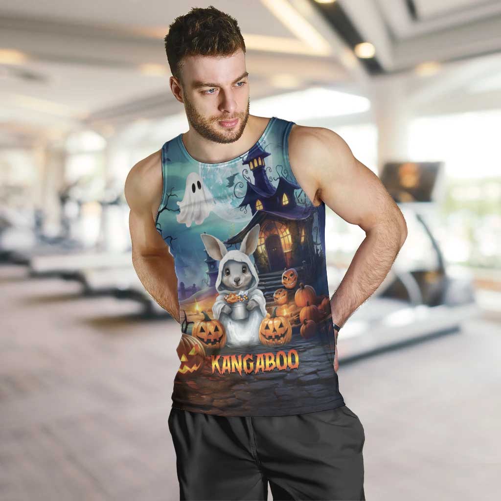Happy Kangaboo Men Tank Top Kangaroo and Halloween Haunted House - Vibe Hoodie Shop