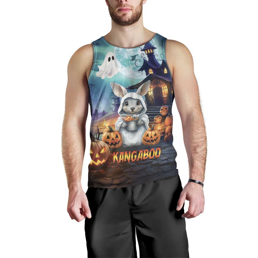 Happy Kangaboo Men Tank Top Kangaroo and Halloween Haunted House - Vibe Hoodie Shop
