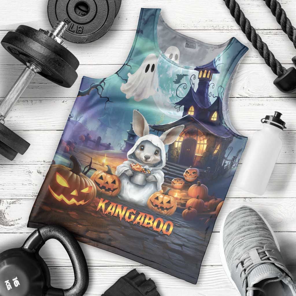 Happy Kangaboo Men Tank Top Kangaroo and Halloween Haunted House - Vibe Hoodie Shop