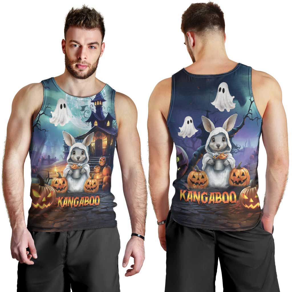 Happy Kangaboo Men Tank Top Kangaroo and Halloween Haunted House - Vibe Hoodie Shop