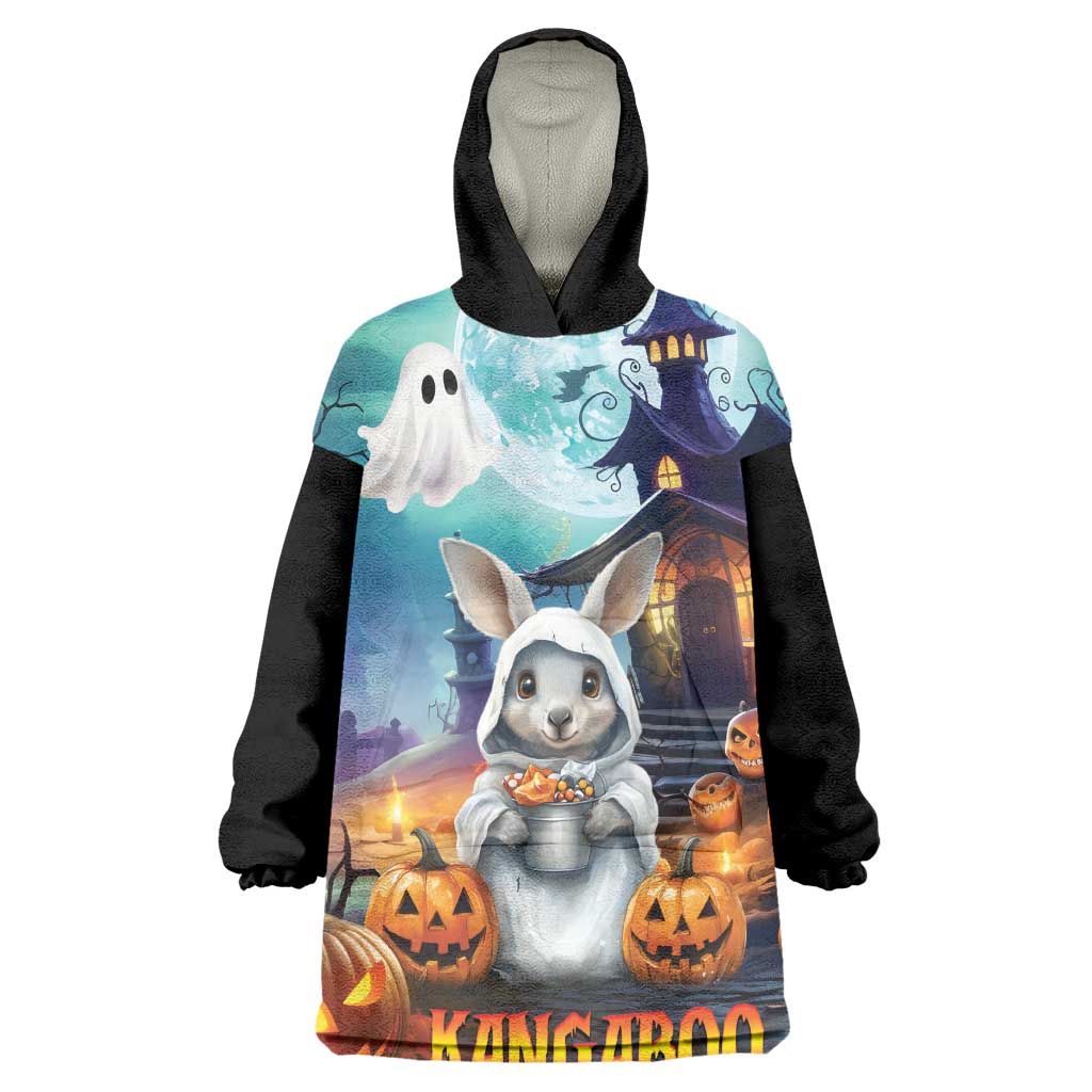 Happy Kangaboo Wearable Blanket Hoodie Kangaroo and Halloween Haunted House - Vibe Hoodie Shop