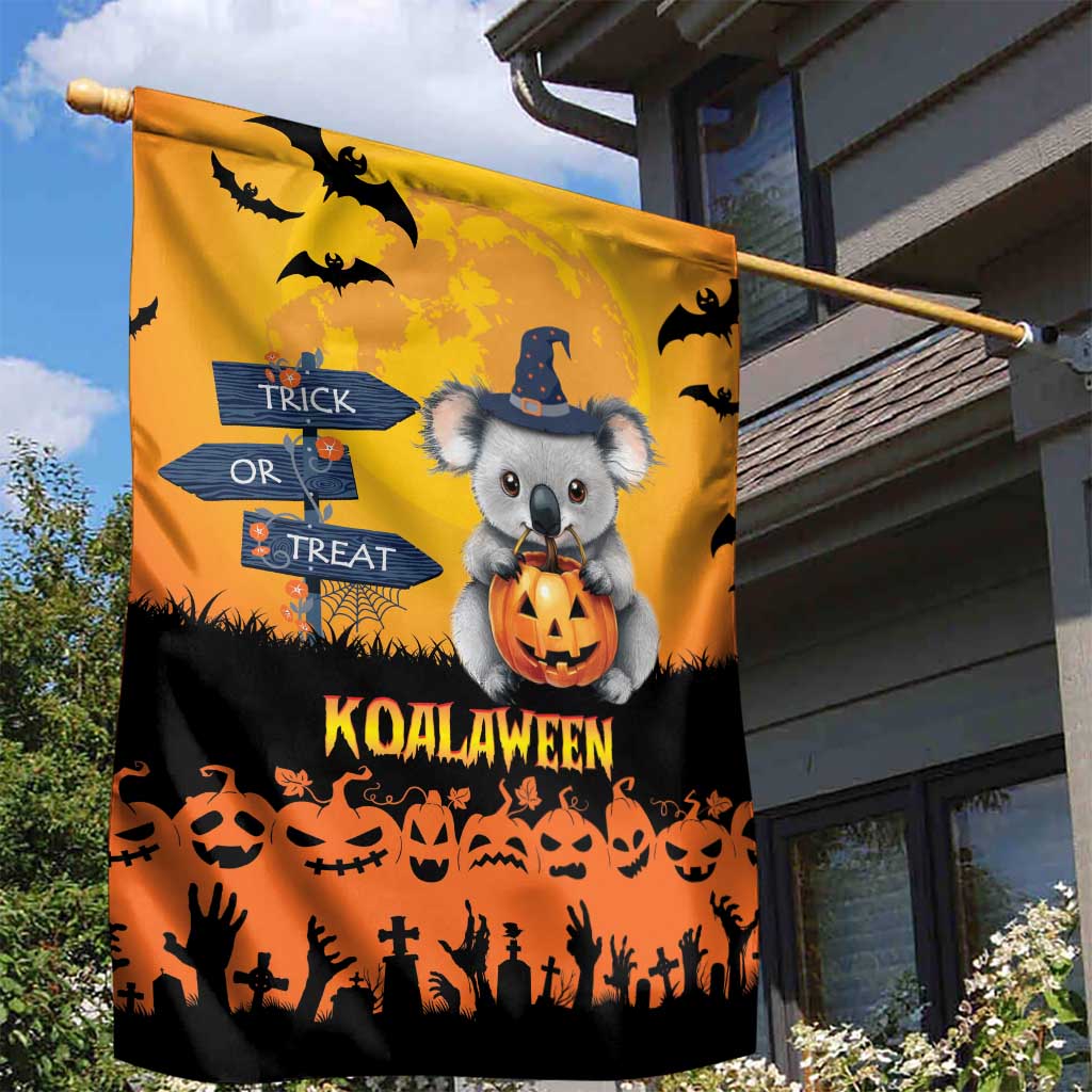 Happy Koalaween Garden Flag Koala Ghost Trick or Treat - Vibe Hoodie Shop