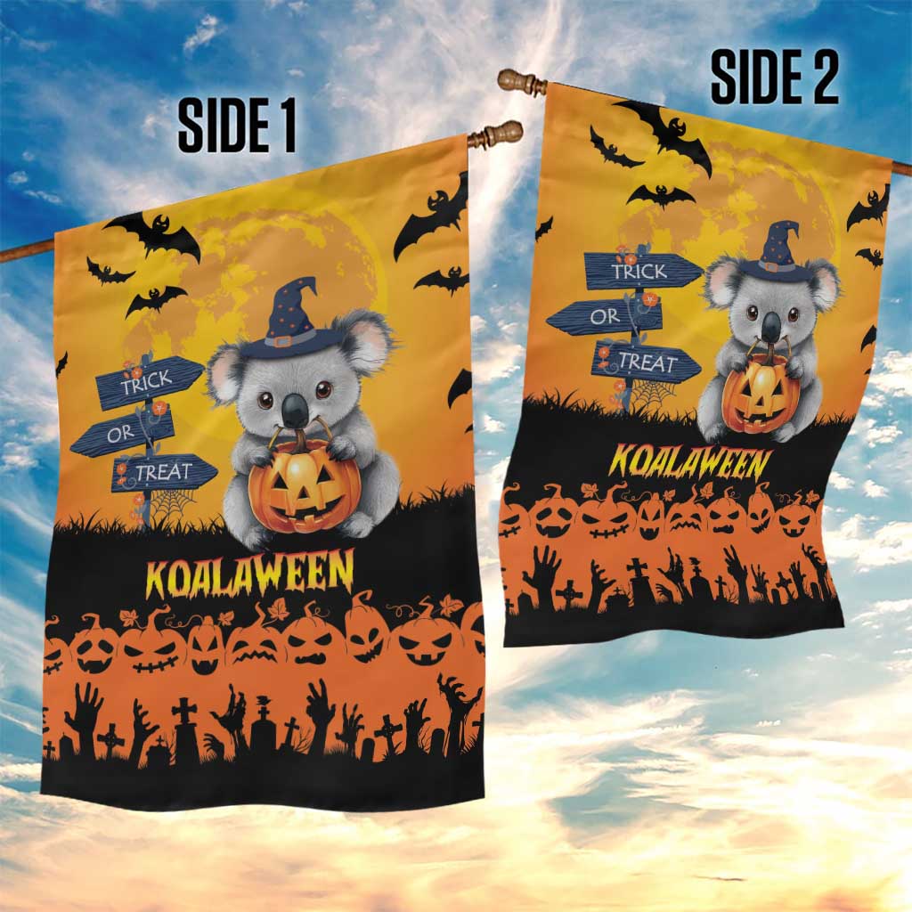 Happy Koalaween Garden Flag Koala Ghost Trick or Treat - Vibe Hoodie Shop